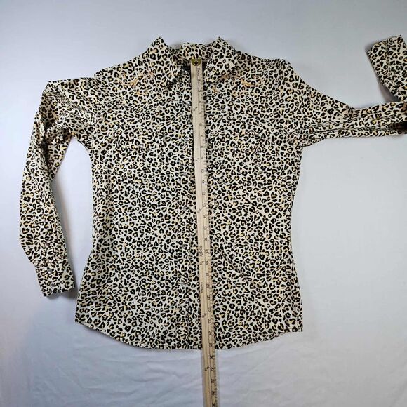 Cowgirl Hardware Women’s M Leopard Print Western Shirt Rhinestone snaps - Picture 7 of 11